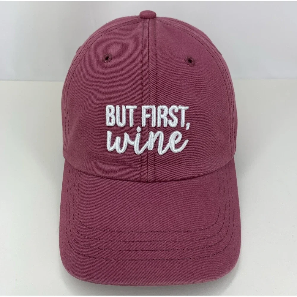But First, Wine Hat State Of Mine Red Adjustable Strapback OSFM Baseball Cap